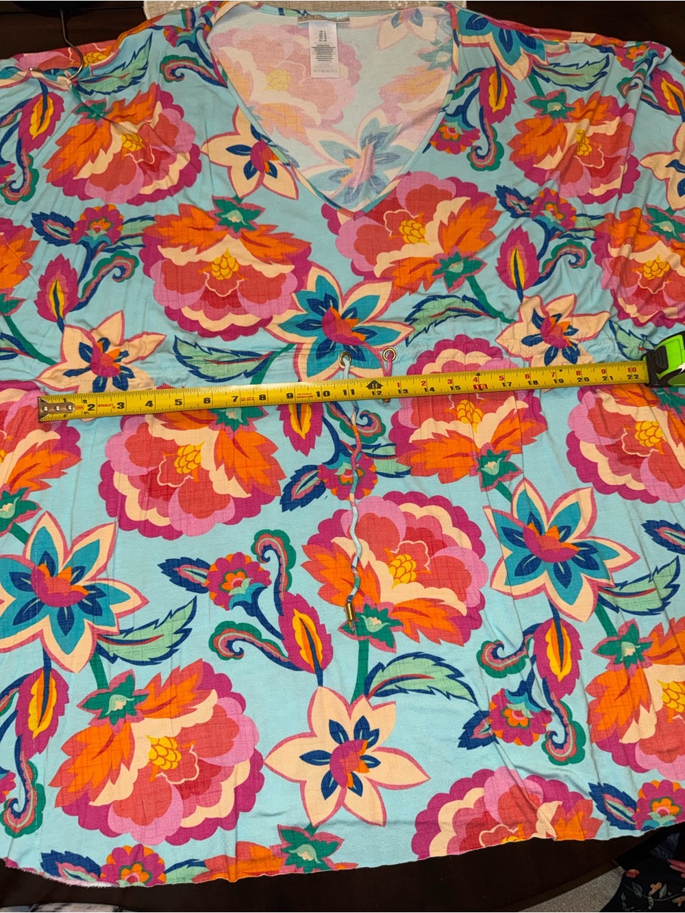 La Blanca Floral V-Neck Swim Coverup in Aqua, Pink, Orange. Super soft. Sz XL